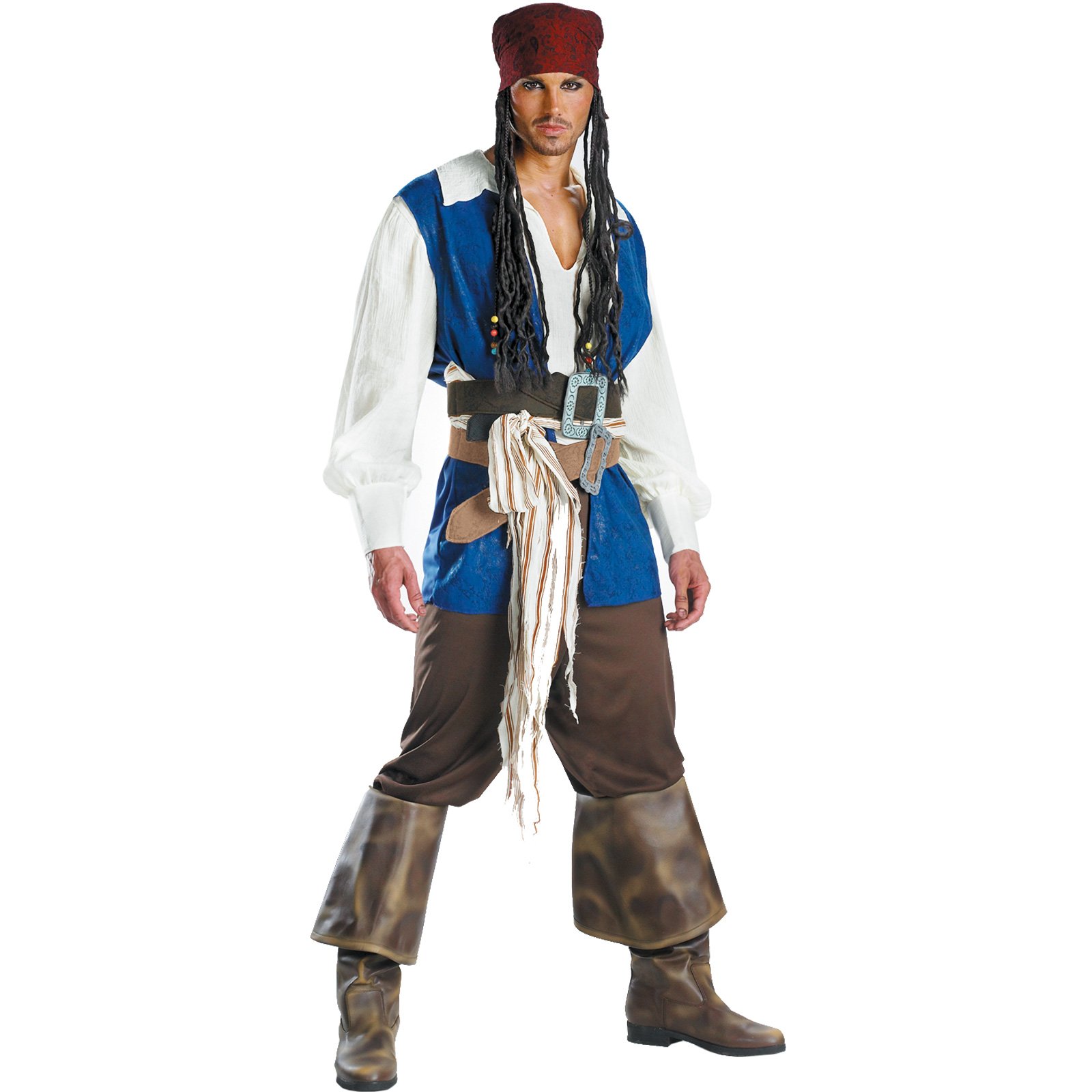 C211 Pirates Captain Jack Sparrow Adult Mens Halloween Fancy Dress Costume Ebay 5784